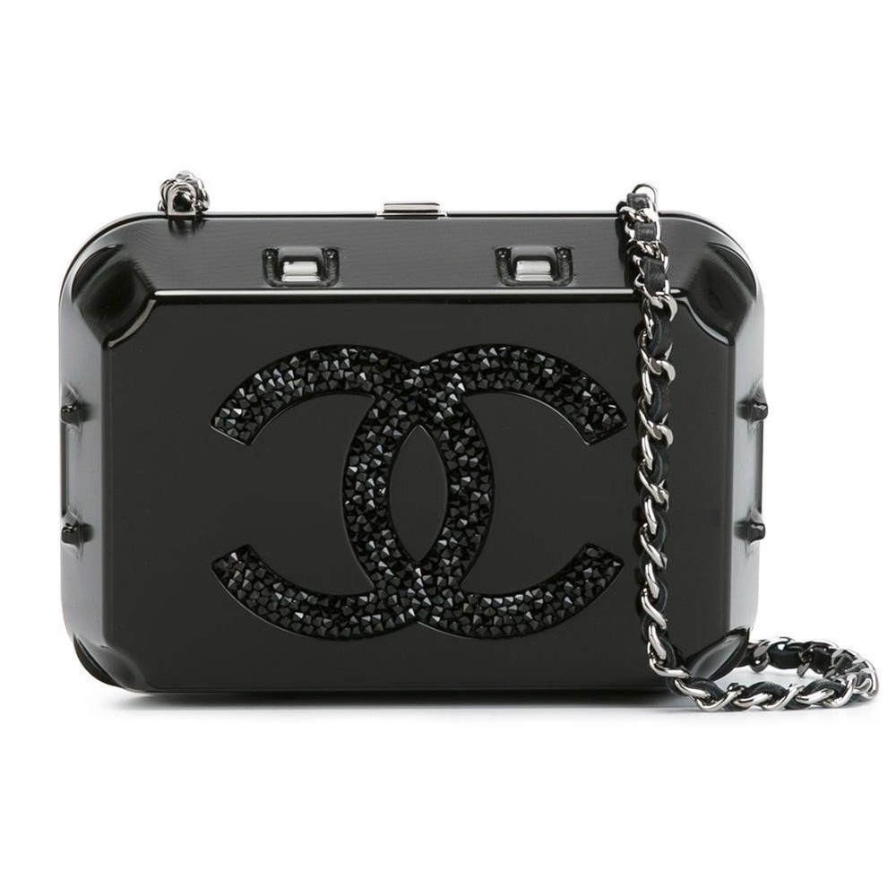 CHANEL Black Crystal Embellished Clutch